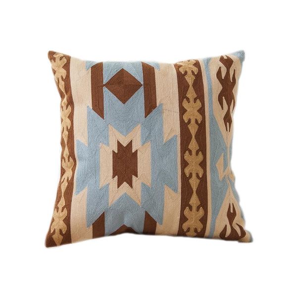

100% cotton kilim pattern embroidered square pillow cover cushion case chair sofa 45x45cm without stuffing cushion/decorative