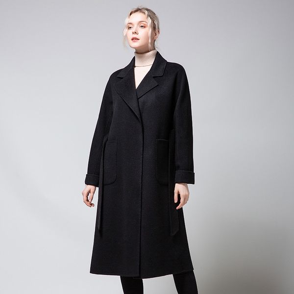 

women's trench coats wool coat long slim in autumn and winter ljg3, Tan;black