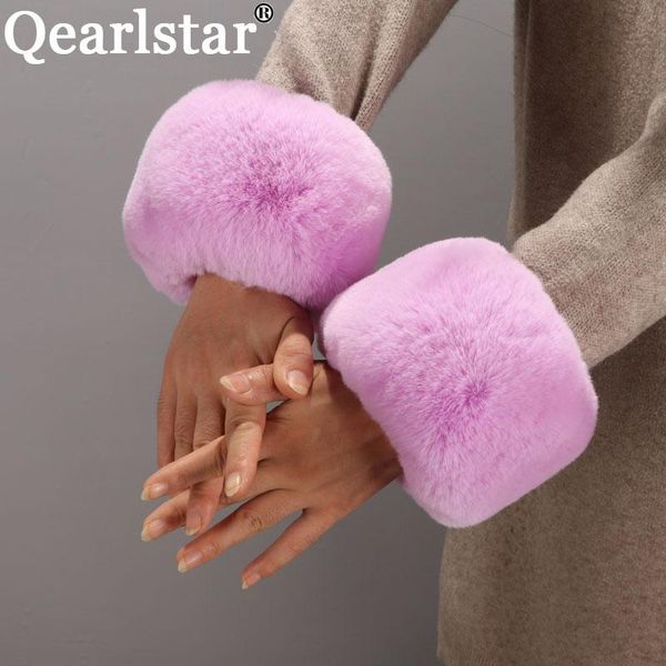 

five fingers gloves 100% faux cuff fur wrist sleeve decor jackets hand ring arm oversleeves elastic bracelet zkg34, Blue;gray