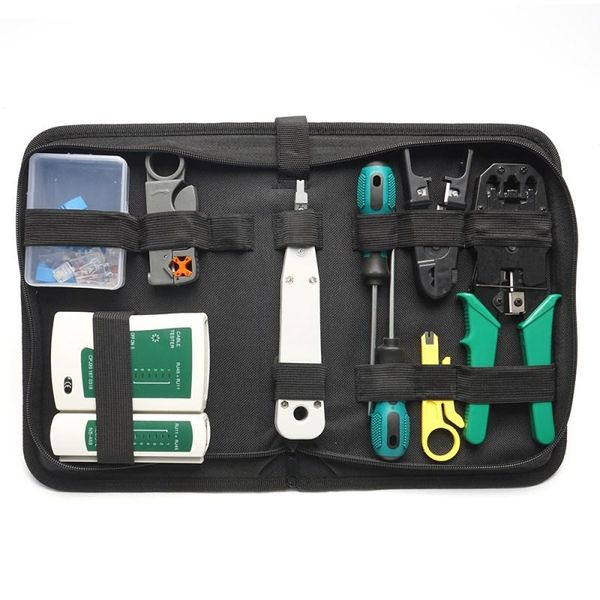 

kit network repair tool 13pcs/ rj45 rj11 rj12 cat5 lan cable tester crimper crimping pliers drop fiber optic equipment