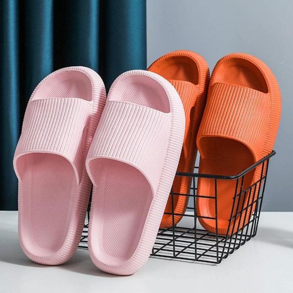 

slippers waterproof eva sofa slides women thick sole soft indoor anti-slip sandals men summer platform shoes, Black