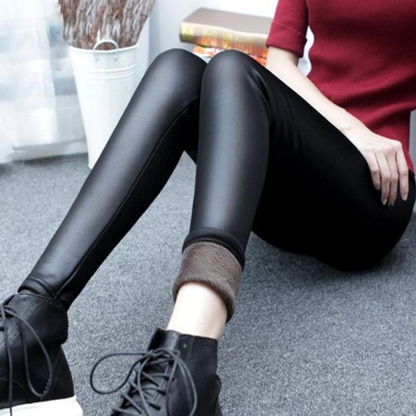 

women's leggings autumn winter leather warm women tights casual ladies trousers black female legging plus size