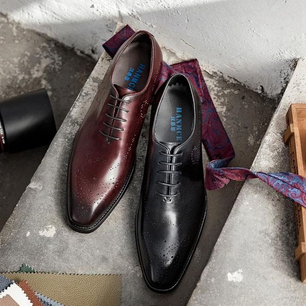 

hanmce oxford shoes mens real cow leather 2 color luxury men shoe dress, Black
