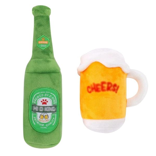 

cat toys 1pc plush sound squeaky bone dog bite-resistant clean chew puppy pets bite dolls soft beer bottle and glass i