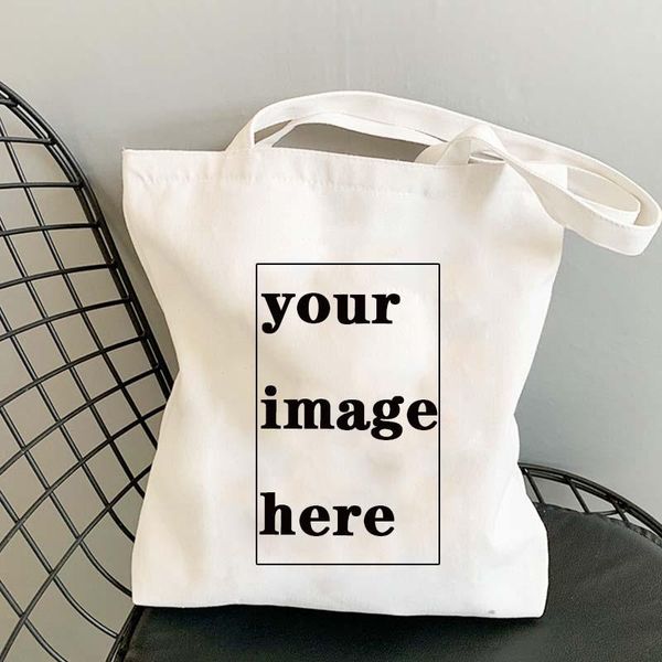 

shopping bags custom tote bag your images here print original design white fashion travel canvas