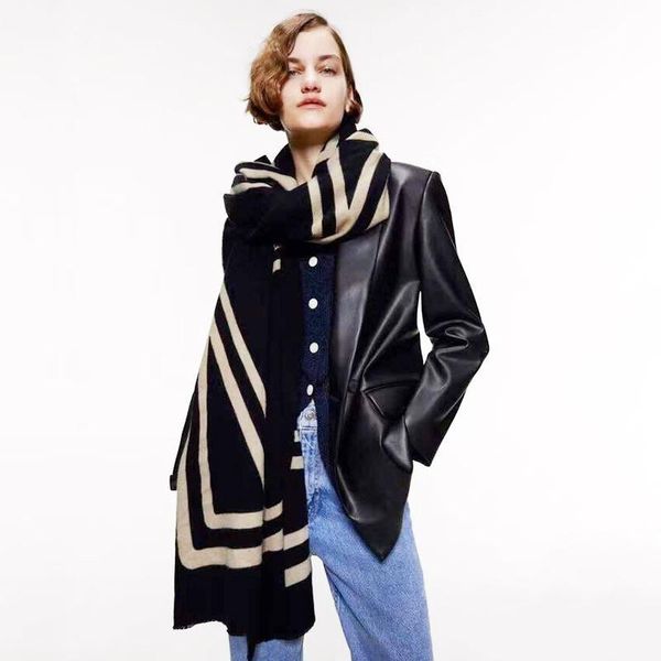 

luxury women cashmere winter scarf thick warm female printed scarves blanket stole high quantity lady gift scarfs d242, Blue;gray