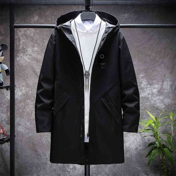 

kolmakov men's thin or thick with velvet windbreaker men hooded printed overcoats casual long trench coats male -3xl 210819, Tan;black