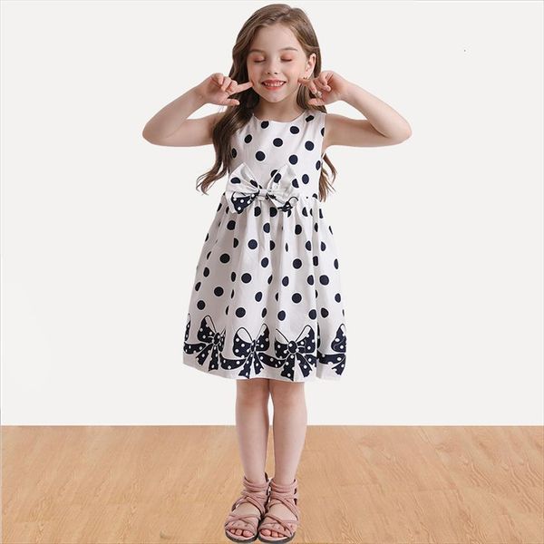 

polka dot sleeveless kids girl dress for girls big bow tutu ball gown clothing 3 12 years chidlren casual clothes, Red;yellow