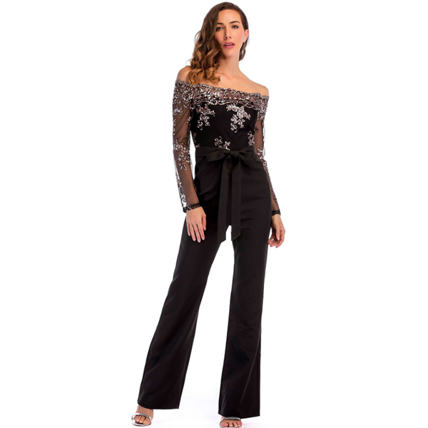 

women's jumpsuits & rompers spring casual pants fashion embroidery / embroidery, sequins stitching black jumpsuit summer female, Black;white
