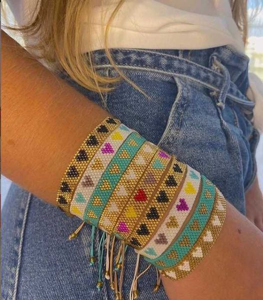

tennis 9pcs miyuki bracelet for women weaving heart adjustable jewelry boho colorful bracelets gift wholesale, Golden;silver