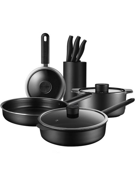 

pans stone non-stick kitchenware set energy gathering pot bottom full household three-piece diversion design