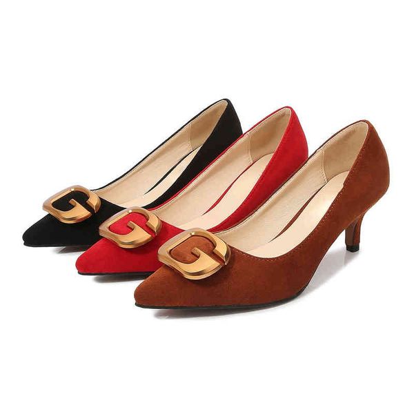 

5cm new fashion metal button herd pumps block heels ladies dress women black shoes