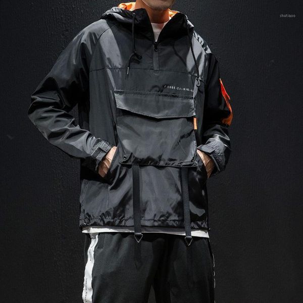 

men's jackets men clothing 2021 spring autumn japanese large size hooded pullover sports loose jacket tide brand, Black;brown