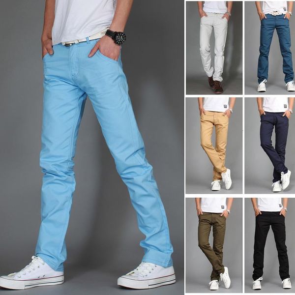 

men's pants fashion boutique pure color straight leisure / men cotton business casual trousers slacks 4oy8, Black