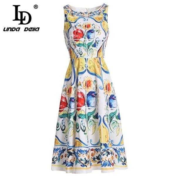 Verão Moda Dress Dress Mulheres Sem Mangas Tanque Lindo Floral Impresso Vestido 210522