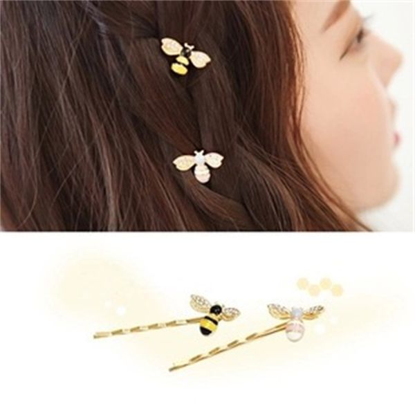 

f67 japan and south korea cute color bee hairpin bangs clip, Golden;silver
