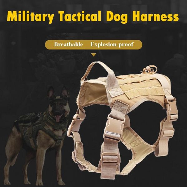 

dog collars & leashes military tactical harness k9 working pet vest with handle nylon bungee leash lead training for medium large dogs
