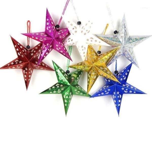 

christmas decorations 1pc 7colors hollow laser paper star lantern happy year decoration merry xmas ornament pendent home tree decor1