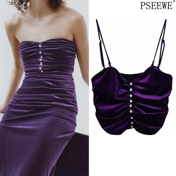 

purple velvet crop tank women elastic ruched sleeveless corset blouse ladies backless cami s 210519, White