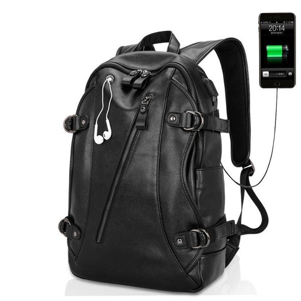 

backpack mens big 2021 practical pu leather 15.6inch lapcasual student travel daypack