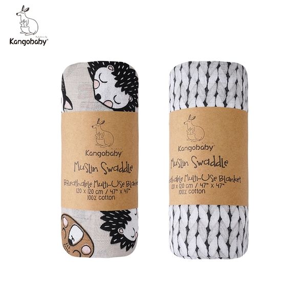

kangobaby #fall&winter limited# 100% cotton muslin swaddle cuddle nursery decor pography cloth diaper wrap play blanket 211105
