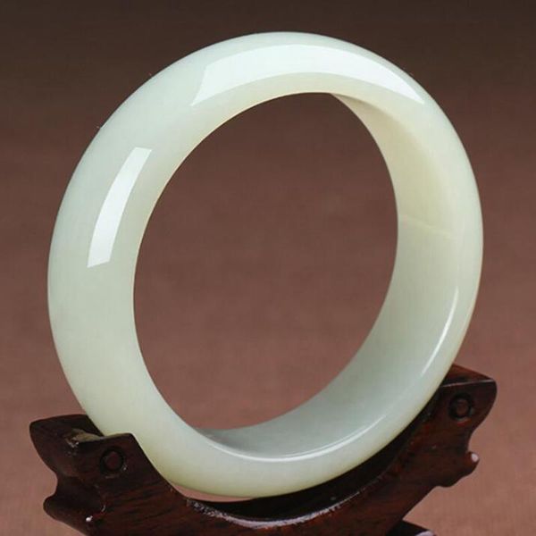 

other bracelets send certificate natural xinjiang hetian jade 54mm-64mm white bracelet elegant princess mom to girlfriend, Golden;silver