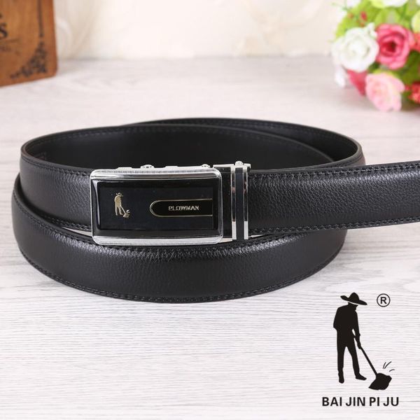 

3.0cm plowman automatic buckle genuine leather belts, Black;brown