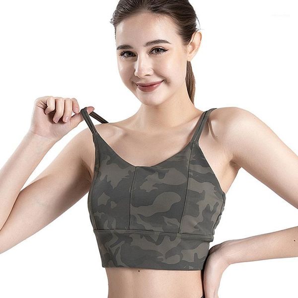 

yoga outfit women's sports vest camouflage wireremovable cups bra breathable