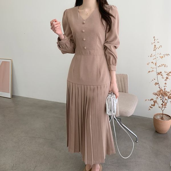 

casual dresses new elegant chic women v-neck long sleeve sashes bandage pleated office single breasted 2021 c4dq, Black;gray