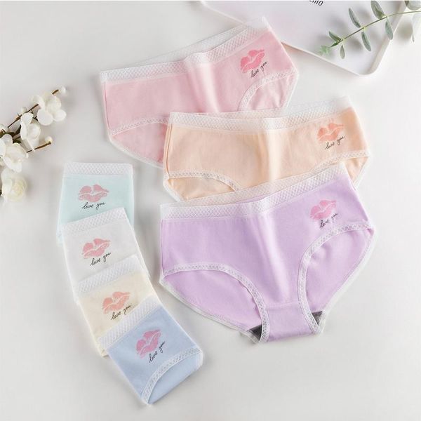 

women's panties for women lingerie summer underwear cotton lace breathable low waist girl's briefs underpants, Black;pink