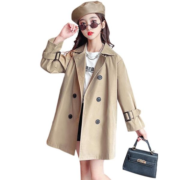 

jackets girls long jacket outerwear solid color girl coats kids casual for children spring autumn children's clothing, Blue;gray