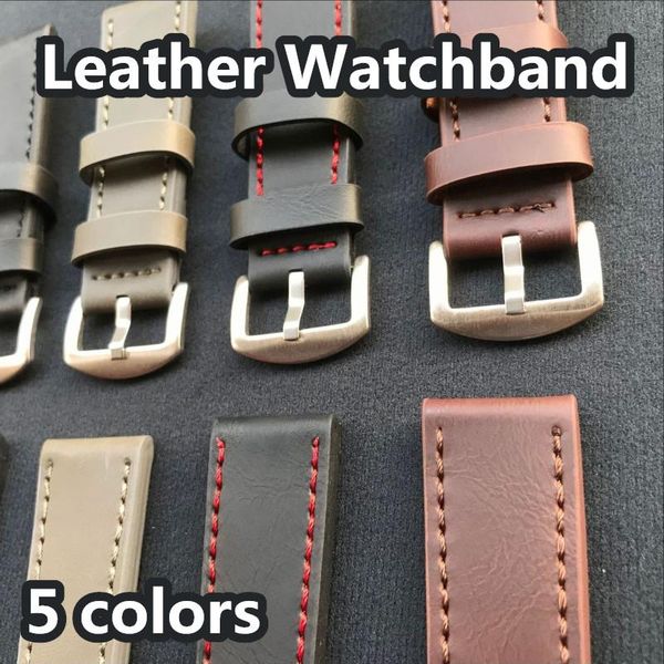 

watch bands 18/20/22/24mm 5 colors fashion oil leather for men women general universal neutral strap belt, Black;brown