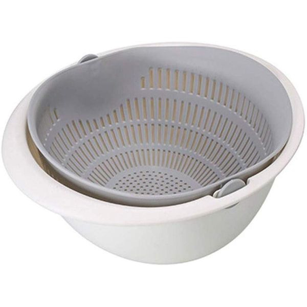 

hanging baskets double drain basket bowl, washing kitchen strainer noodles vegetables fruit storage for fruits vegetable cleaning