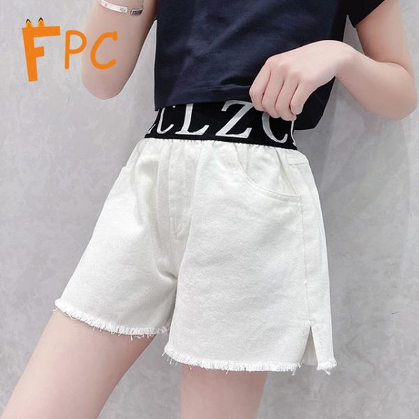 

shorts letter print solid casual brief denim for girls slim elastic waist above knee summer jeans 6-15t teenagers clothes, Black