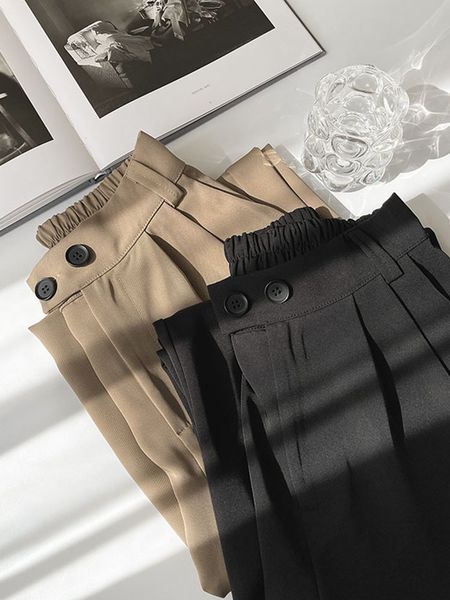 

women's pants & capris drop black wide leg spring wear casual trouser korean loose high waist ttvm, Black;white