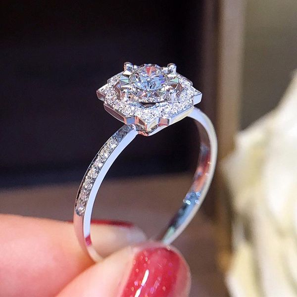 

wedding rings huitan luxury fashion eternity for bridal accessories dazzling cubic zirconia anniversary gift women jewelry, Slivery;golden