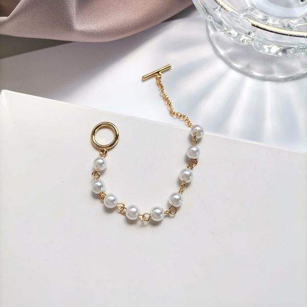 

link, chain korean trendy pearl bracelet personality asymmetric fashion temperament wild ins style jewelry for women, Black