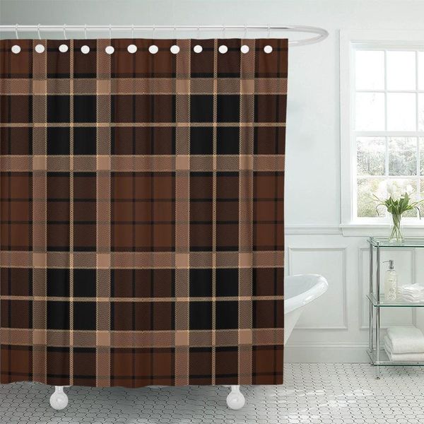 

shower curtains abstract tartan plaid brown pattern black british checkered clan curtain waterproof polyester fabric 72 x inches