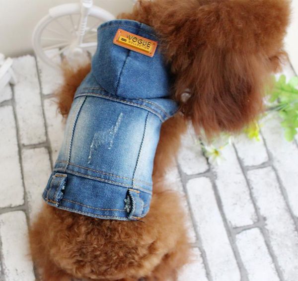 

dog apparel denim pet jacket coat jeans clothes for small dogs cats puppy 5 sizes