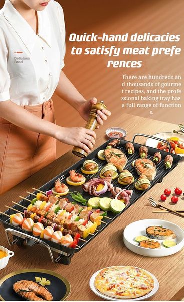 

pans household electric teppanyaki grill pan non-stick barbecue smokeless korean indoor machin