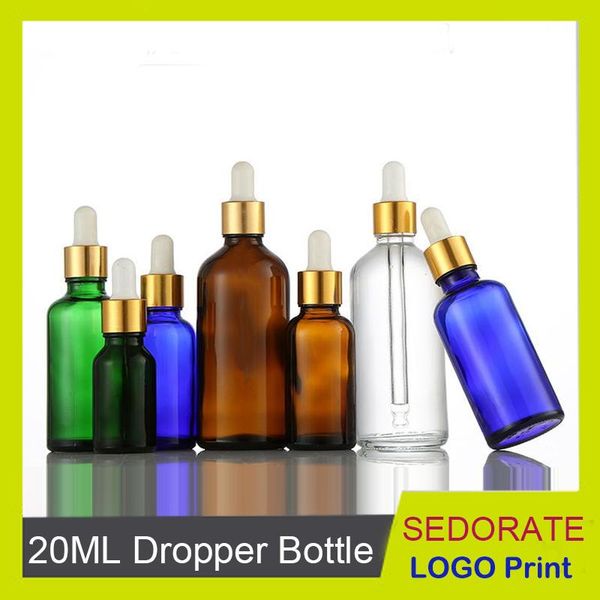 

storage bottles & jars sedorate 10 pcs/lot 20ml blue glass bottle empty green with dropper lid for essential oil amber lz019