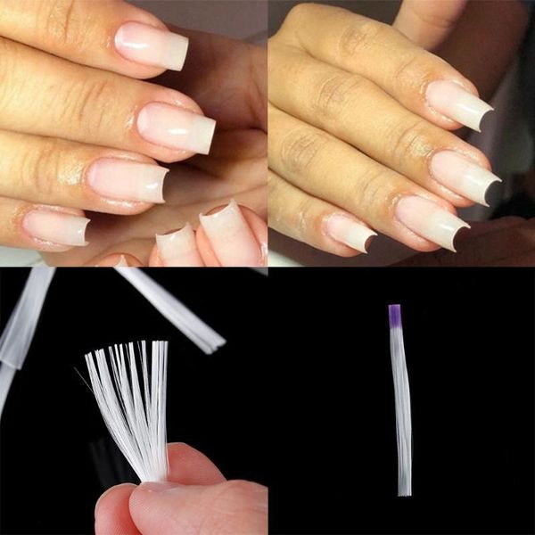 

new 10pcs/bag fibernails fiberglass for nail extension acrylic nails fibra manicure extension tips 2 sizes french diy tools, Red;gold