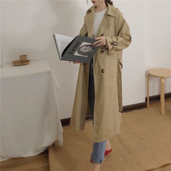 

wool 2021 fashion sleeve vintage jacket large female dimensions long trench, Black