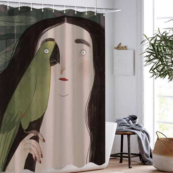 

shower curtains cartoon fat girls curtain art design 3d printed bathroom waterproof polyester fabric decor with hook