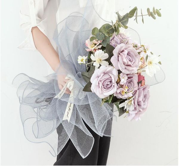 

gift wrap 2roll 50cm*10 yard bouquet flower packing gauze pp hard mesh small grid coarse packaging material