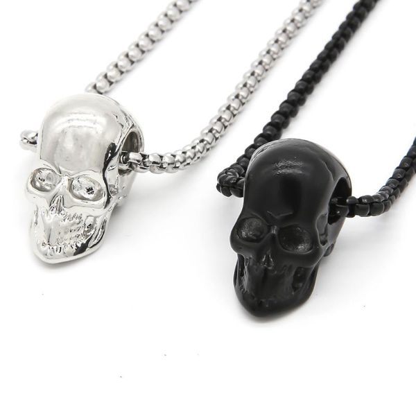 

pendant necklaces hip hop punk skull necklace men's retro ghost head halloween gift for men fashion jewelry, Silver