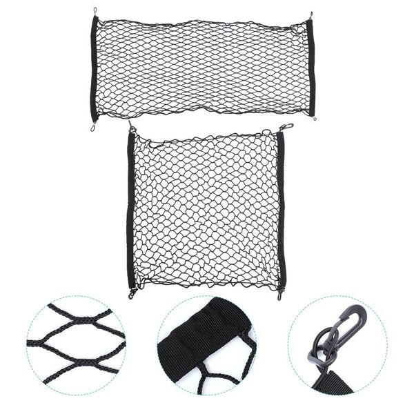 

car organizer 2 sets automotive cargo nets rear storage mesh (black)