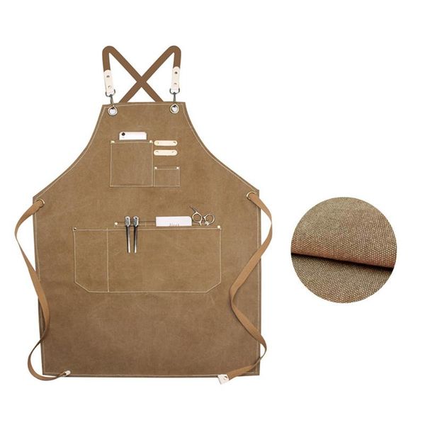 

women mens cooking home kitchen bbq canvas with pockets gardening adjustable cross back straps chef apron thickened oil proof aprons