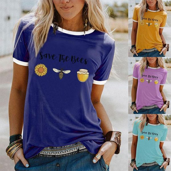 

women's t-shirt pattern summer short-sleeved female cartoon hd printed, White