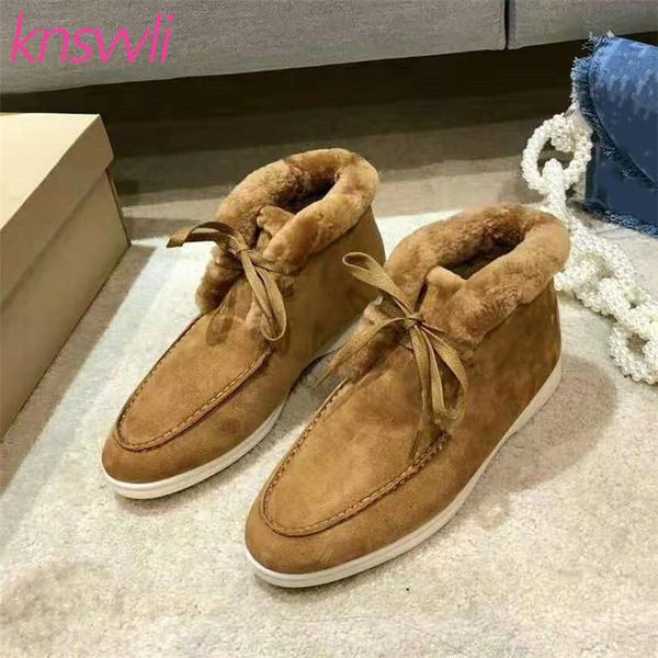

boots high women shoes fur snow lace up round toe flat casual woman open walk brand ladies winter short, Black